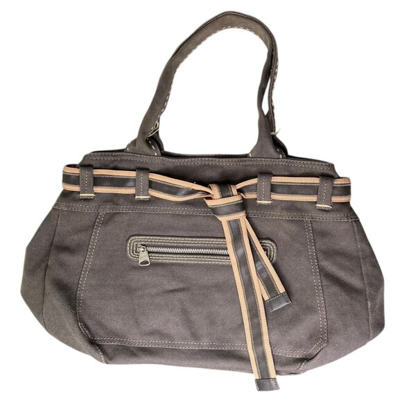 Vintage Y2K Gap Canvas Slouchy Tote Bag Brown Indie - Picture 2 of 10